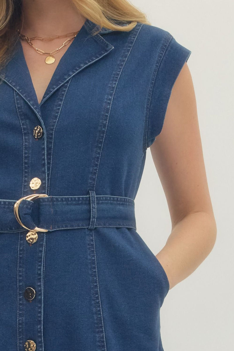 denim dress with cutouts Denim Square Neck Ruffled Sleeve Side Cut Out Dress *FINAL SALE*