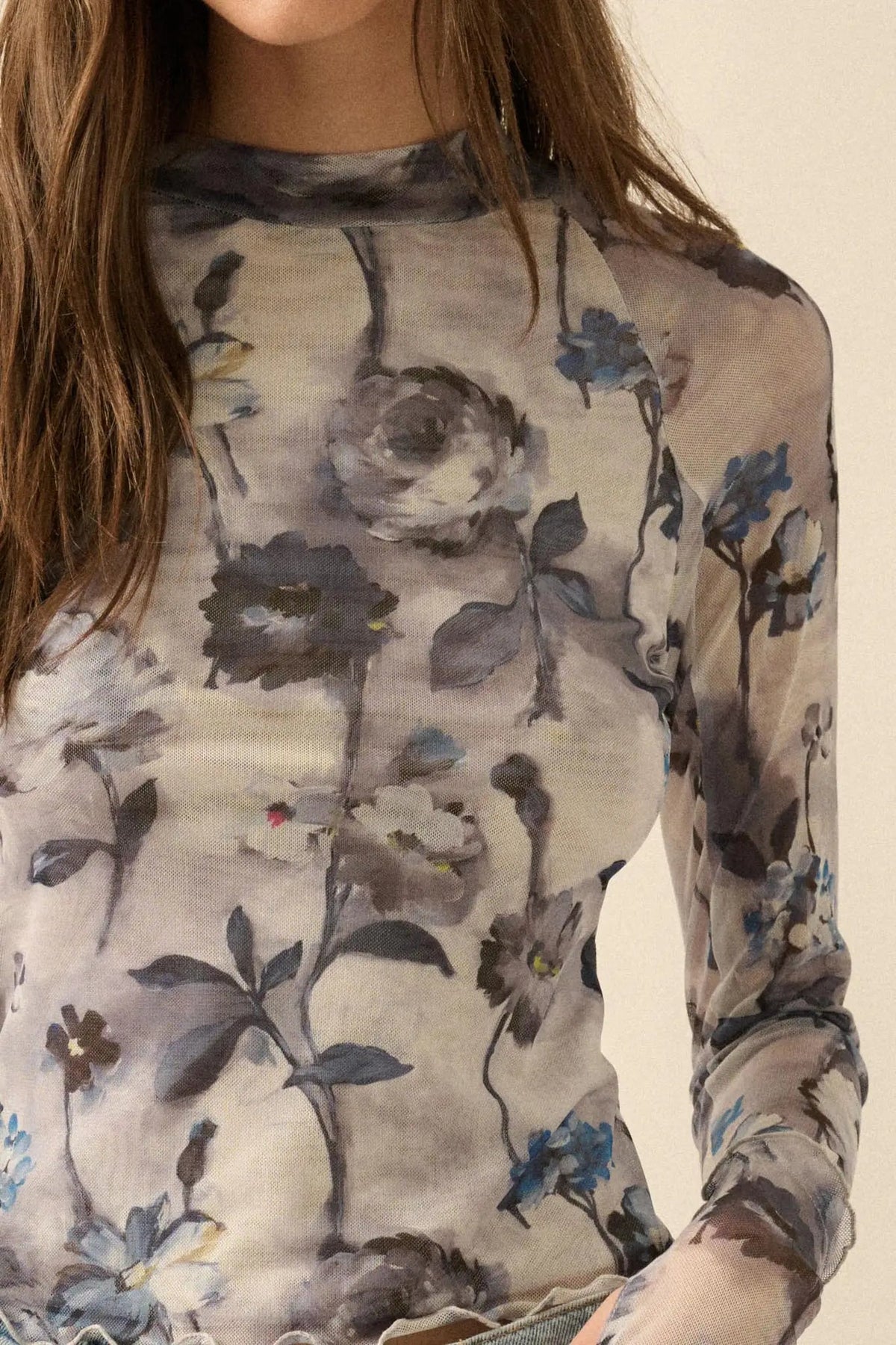 Patterned Mesh Top painted beauty patterned mesh top - blue – The Uptown Boutique