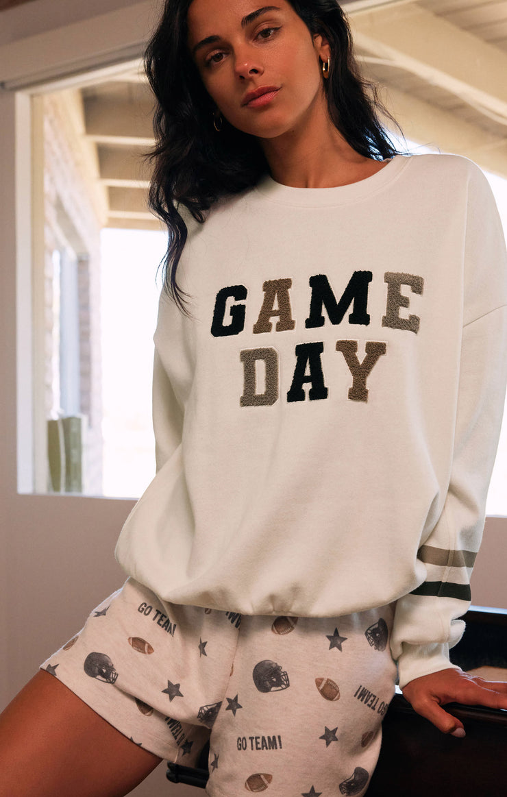 z supply sporty football star short heather linen The Uptown Boutique
