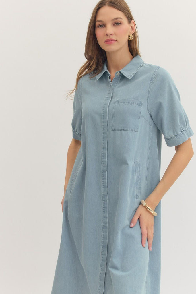 life is but a dream denim midi dress
